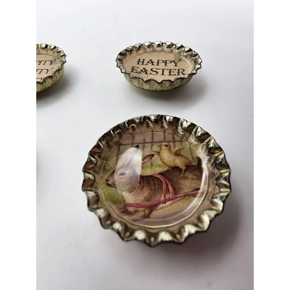 Primitives By Kelly Bottle Cap Magnets Vintage Easter‎